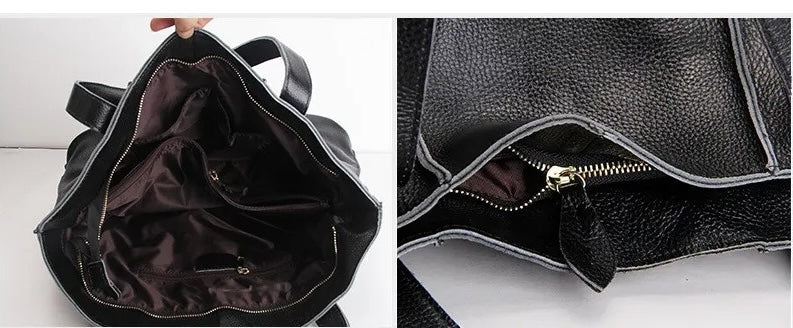 interieur du sac de cours en cuir