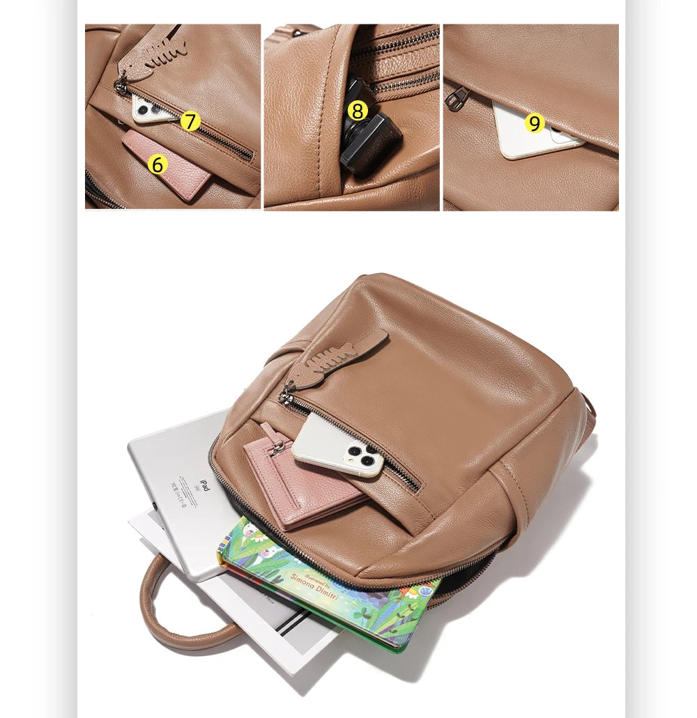 sac a dos en cuir avec poches
