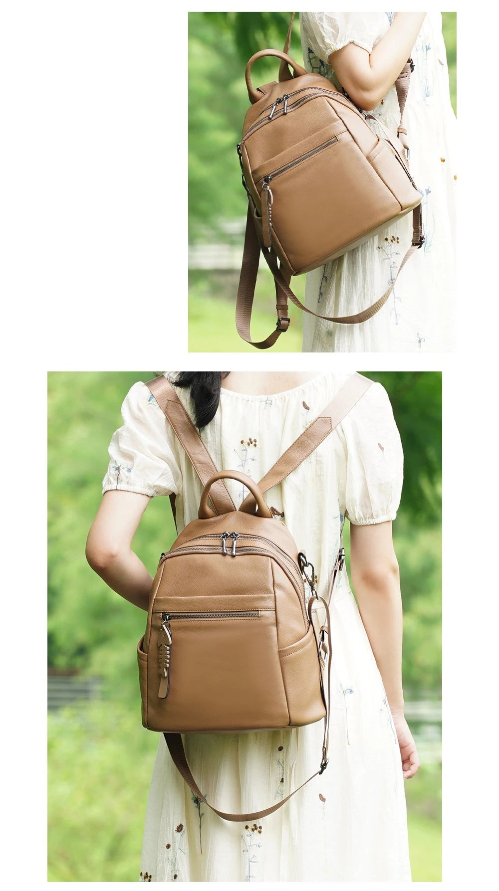 sac a dos en cuir camel
