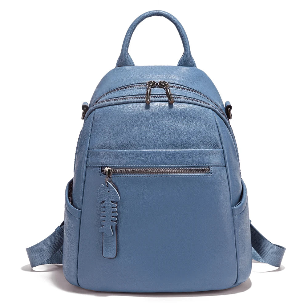 sac a dos en cuir femme bleu