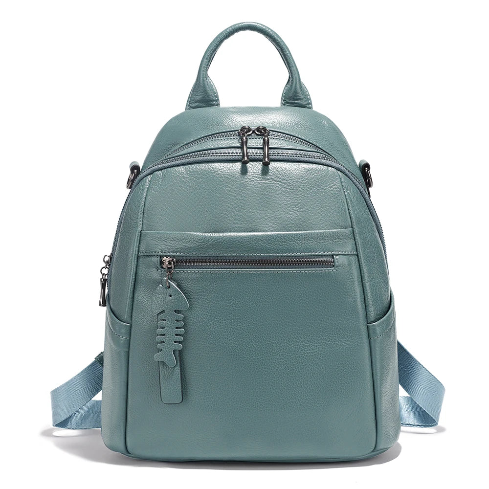 sac a dos en cuir femme bleu vert