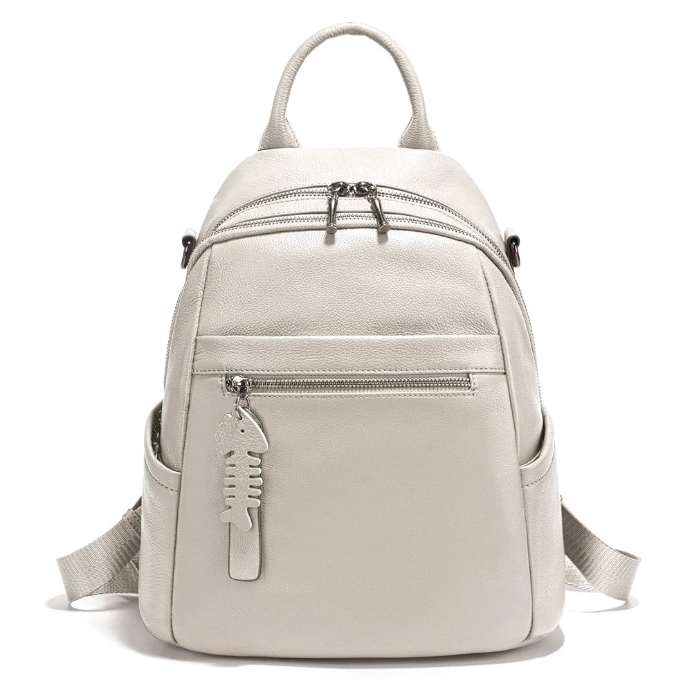 sac a dos en cuir femme ecru
