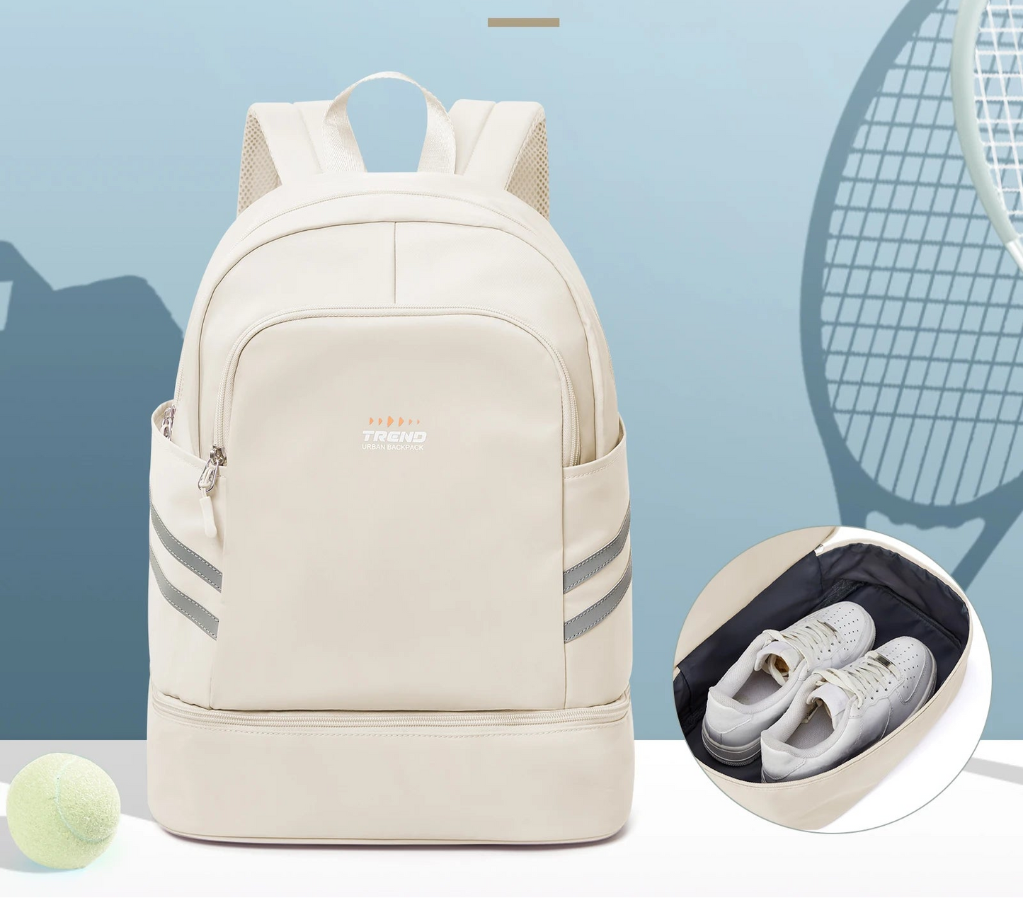 sac a dos femme sport beige