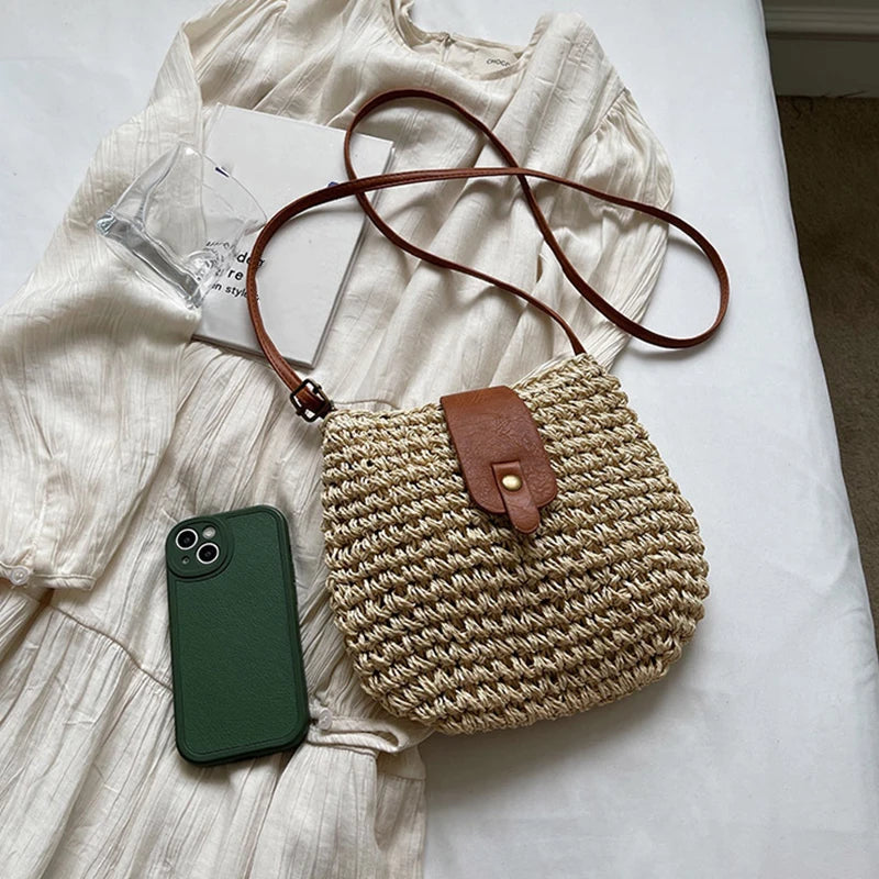 sac a main en paille et similicuir