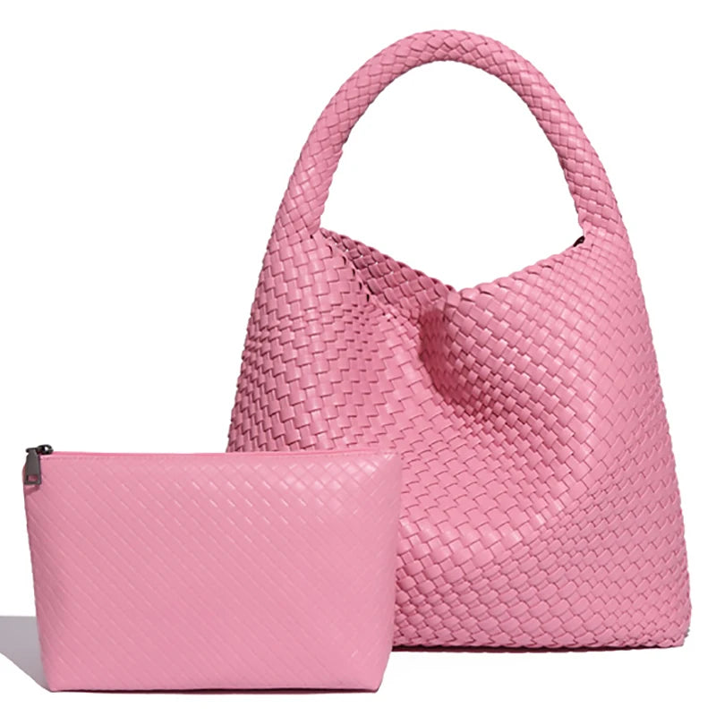 sac a main tresse rose