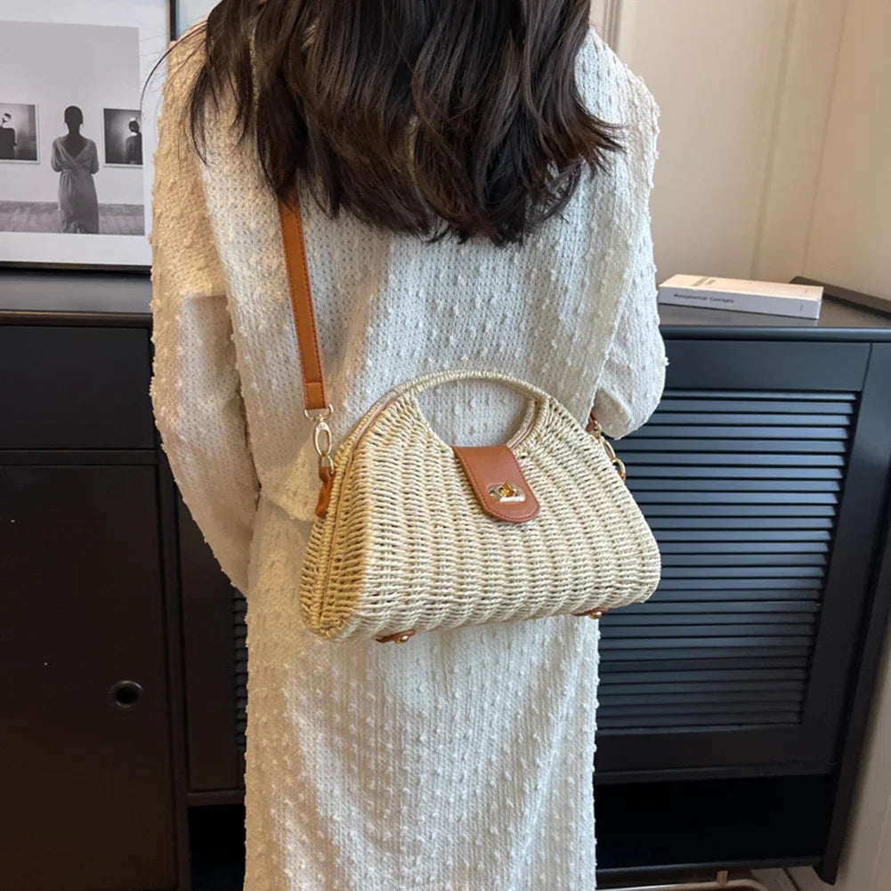 sac bandoulière en paille beige