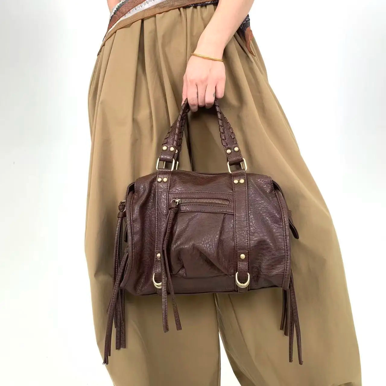 sac cabas en cuir marron