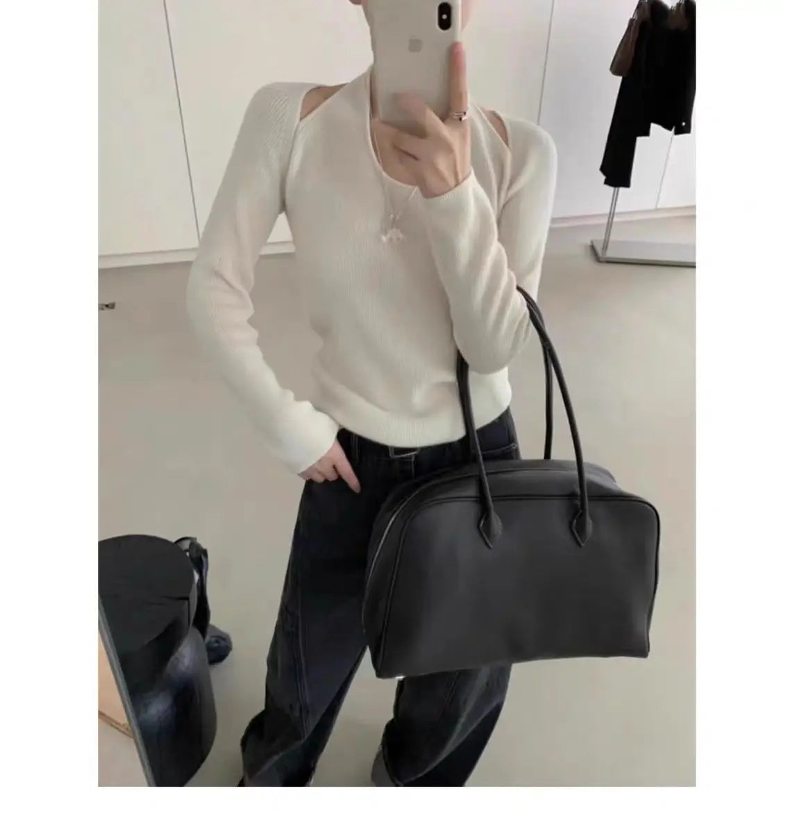 sac cabas noir en cuir