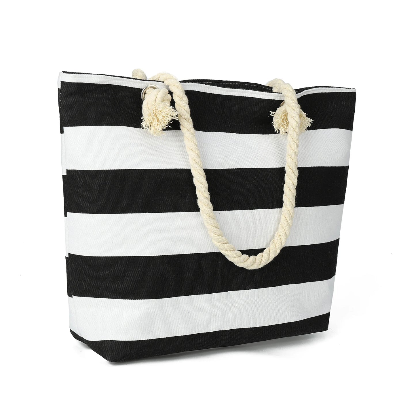 sac de plage noir a rayures