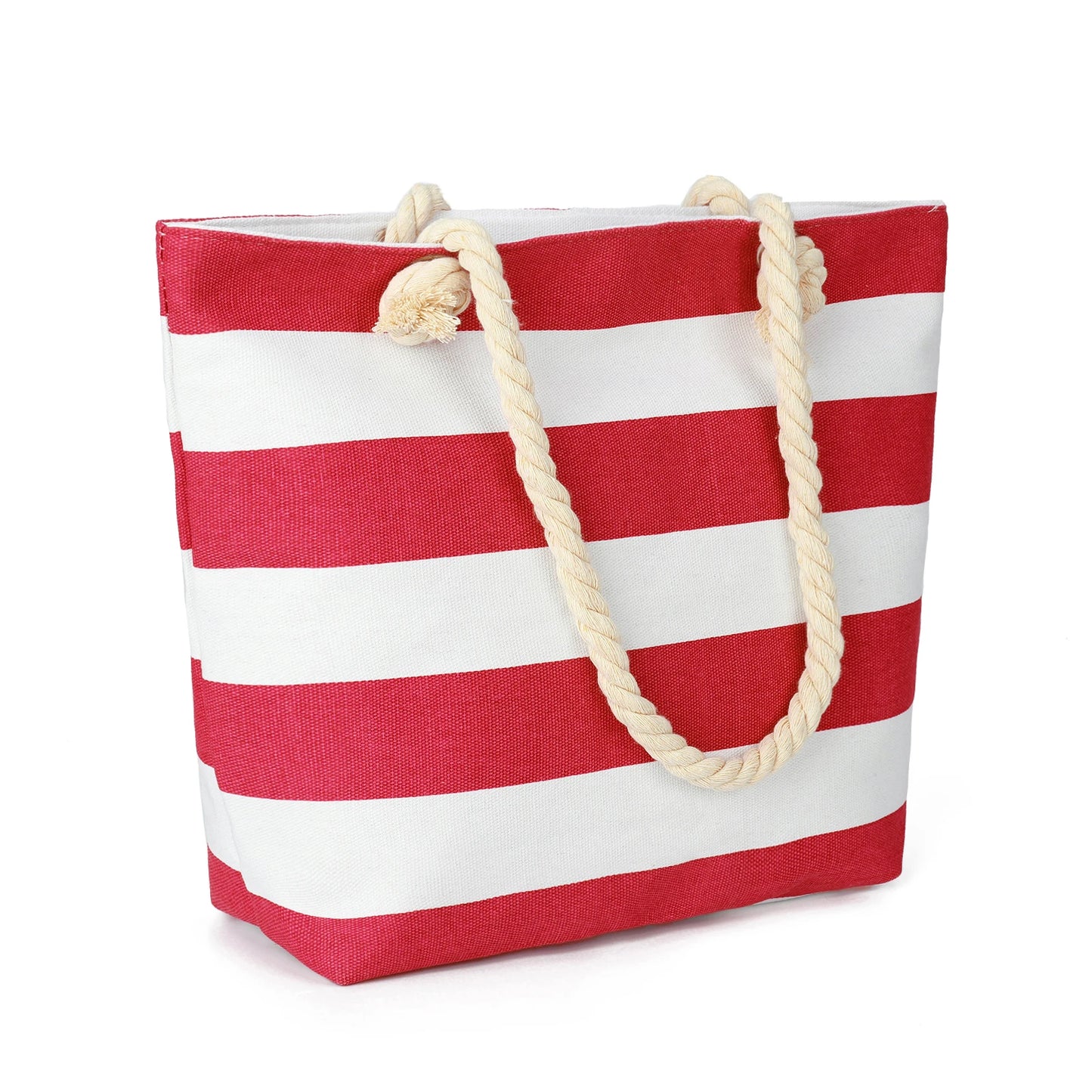 sac de plage rouge raye