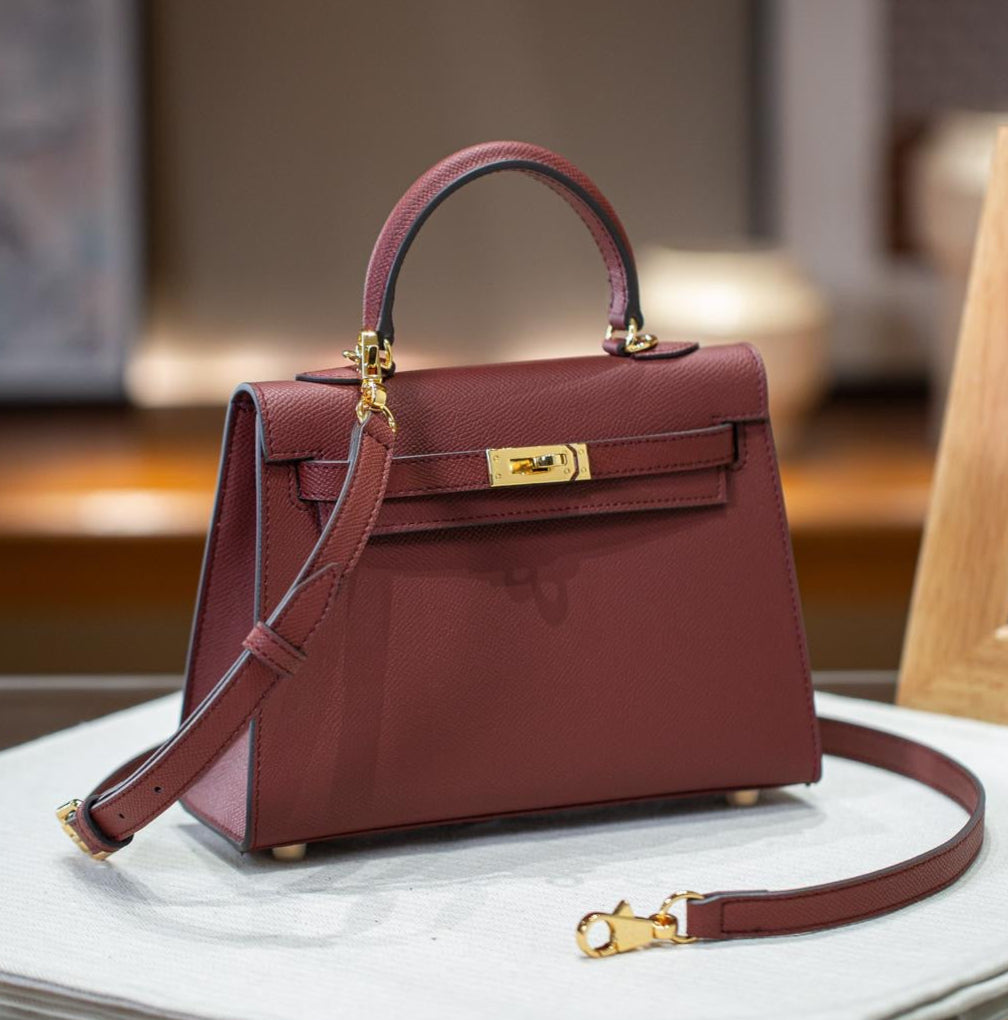 sac en cuir bordeau