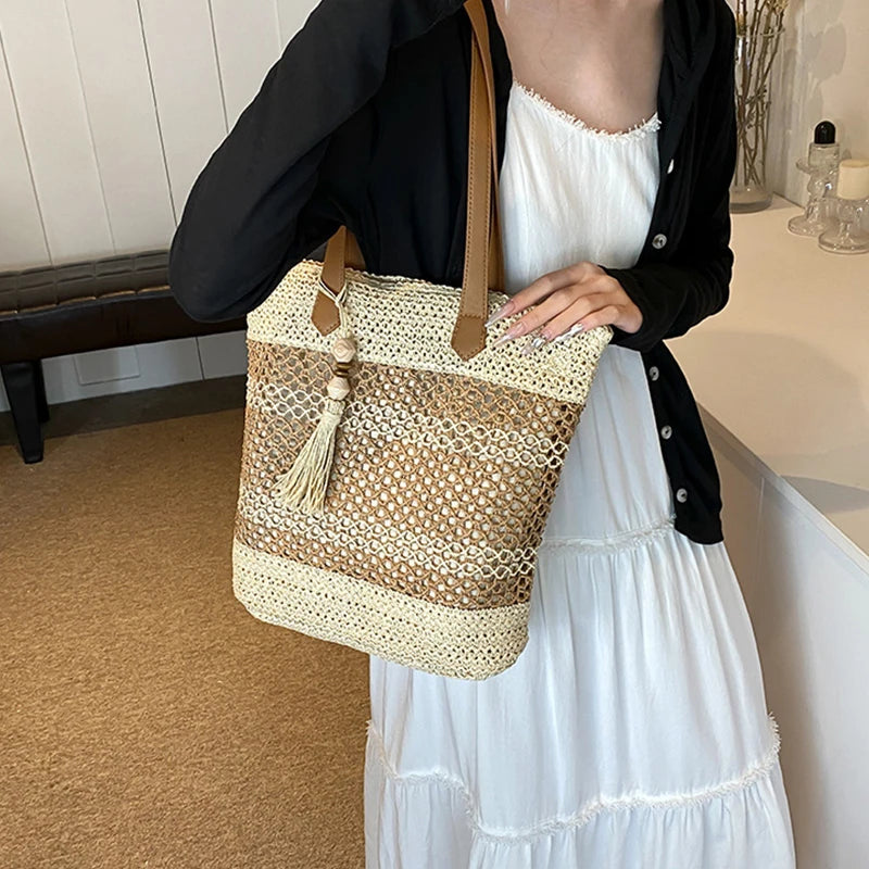 sac plage en paille chic