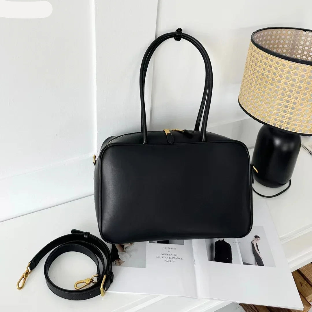 sac porte epaule cuir noir elegant