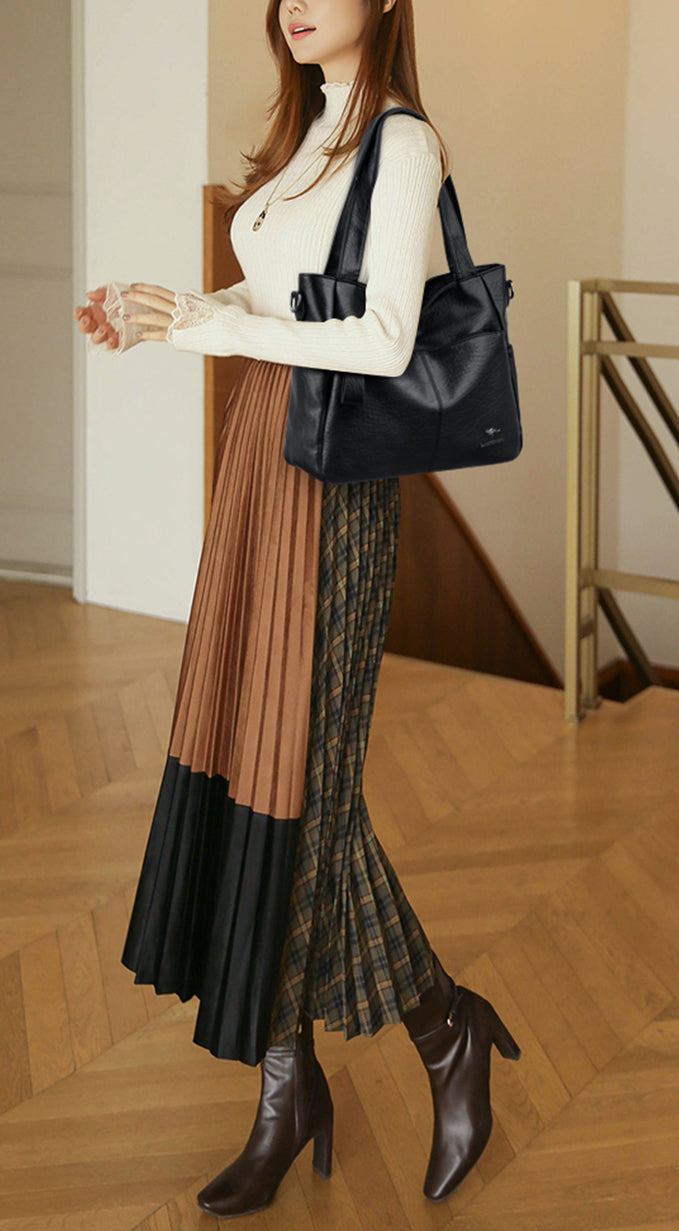 sac a main cuir bleu marine porte epaule classe