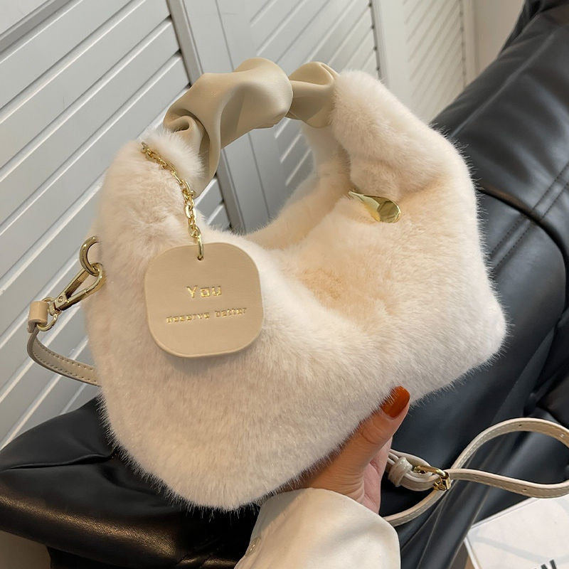 sac bandoulière fourrure blanc