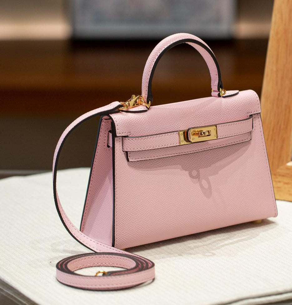mini sac a main rose en cuir