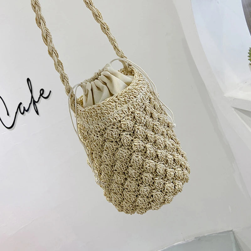 sac seau en paille ecru