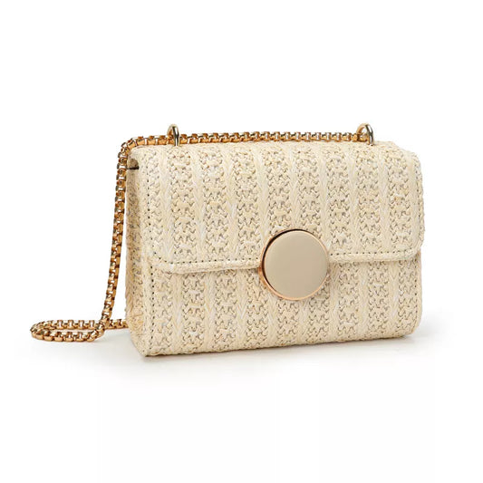 sac bandouliere en paille beige