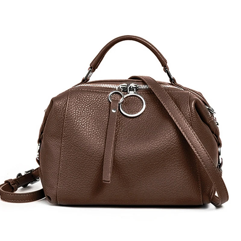 sac bandouliere cuir femme marron foncé