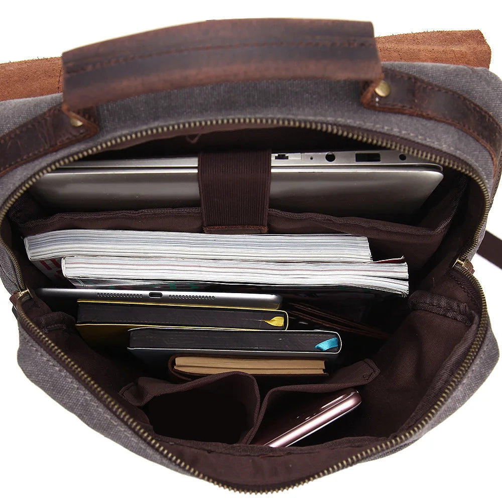 interieur du sac a dos cuir et toile homme