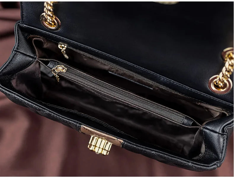 sac matelasse bandouliere cuir noir interieur