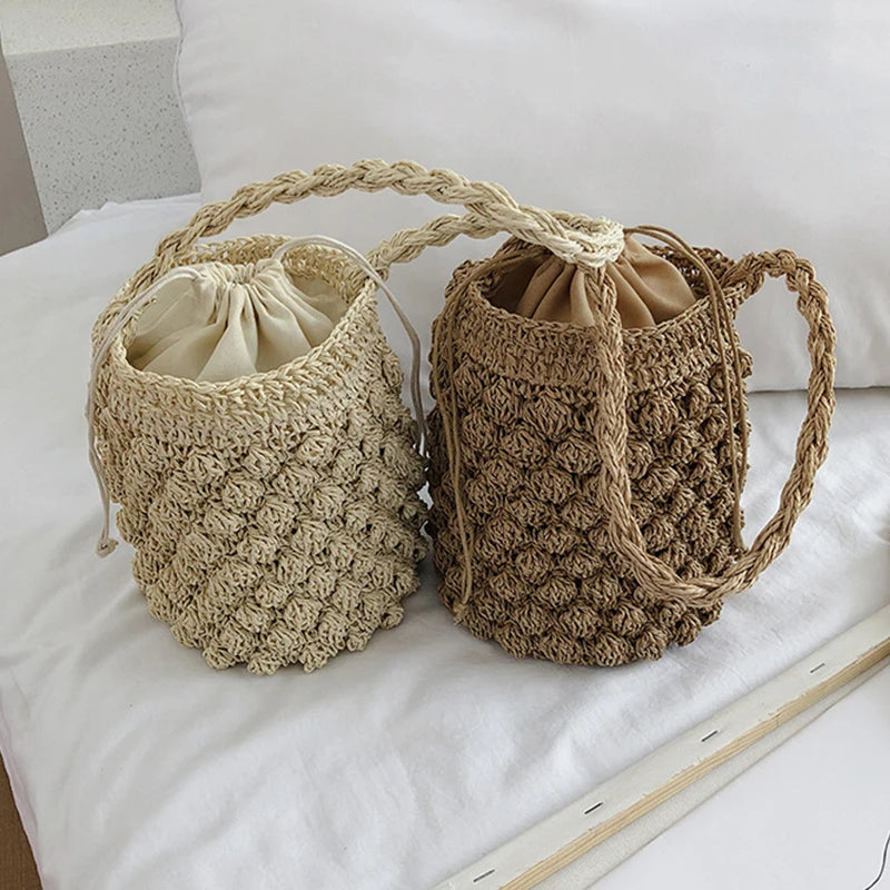 sac seau en paille ete