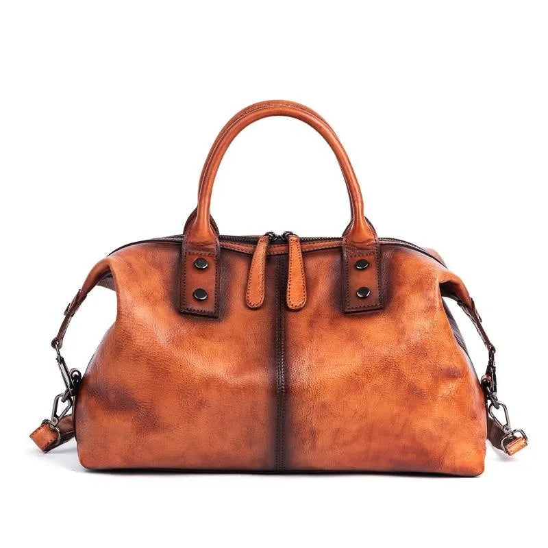 grand sac a main marron en cuir vielli