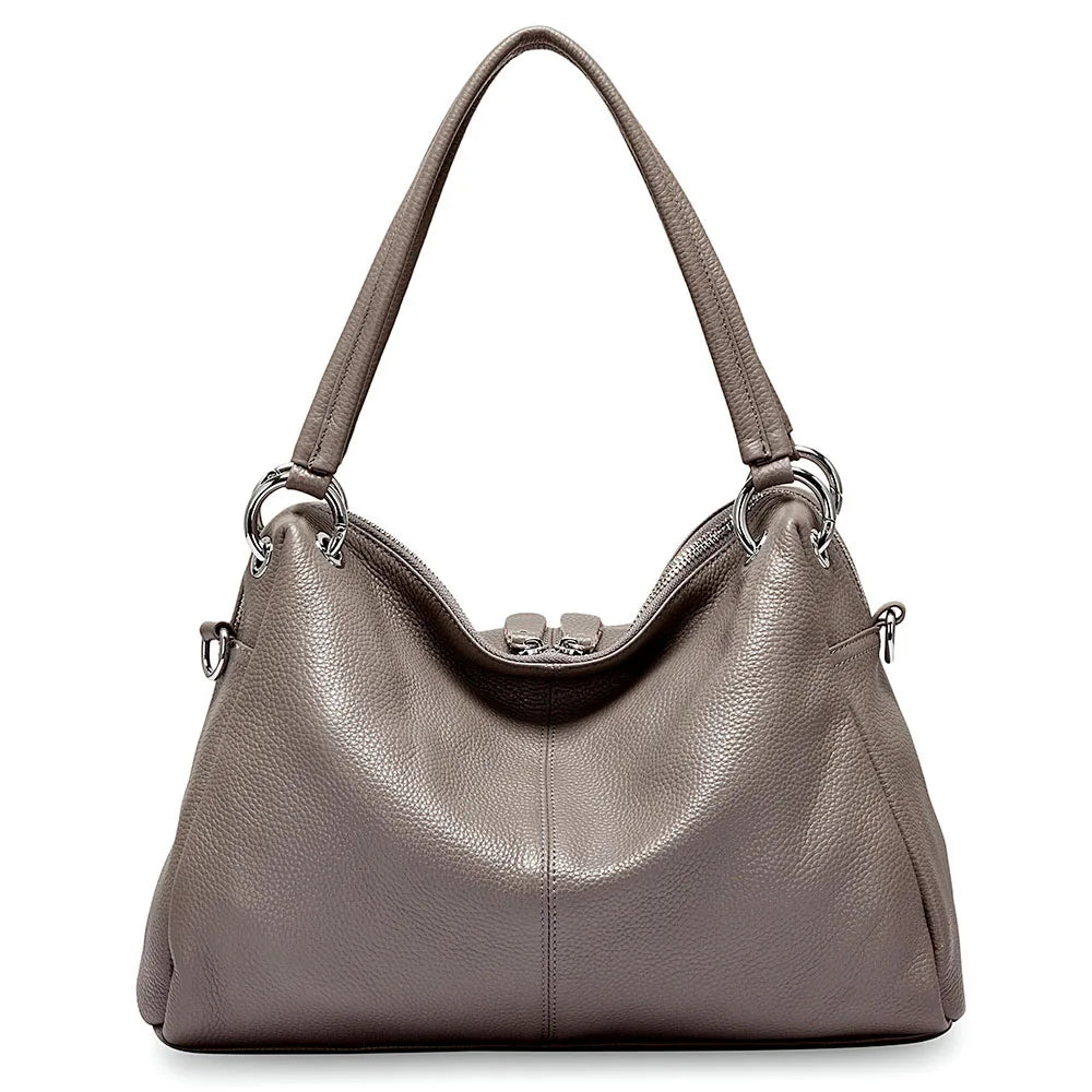 sac a main en bandouliere en cuir gris