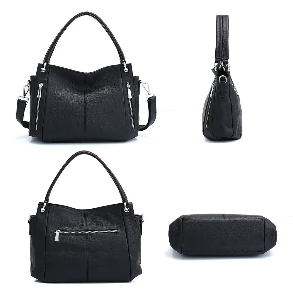 sac a main noir luxe en cuir