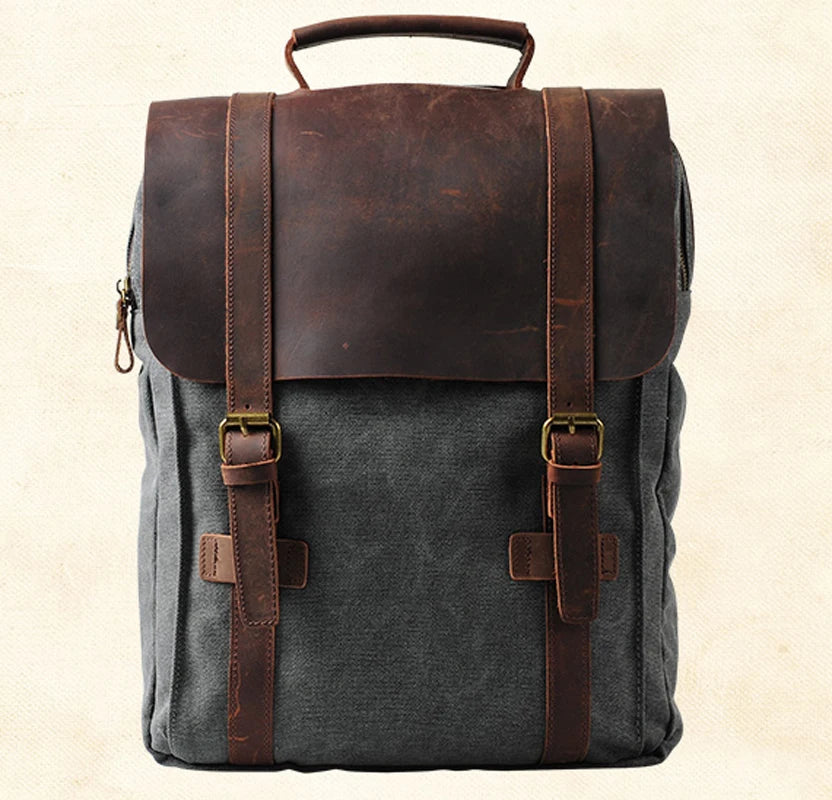 sac a dos cuir et toile homme
