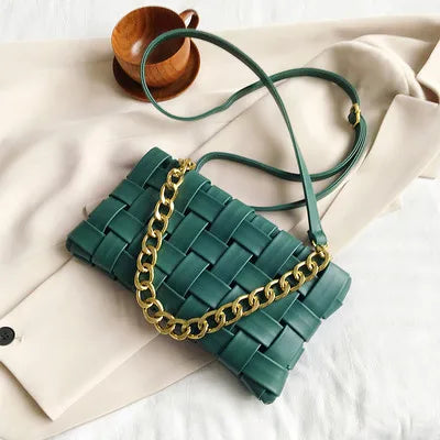 petit sac a main luxe tressé vert