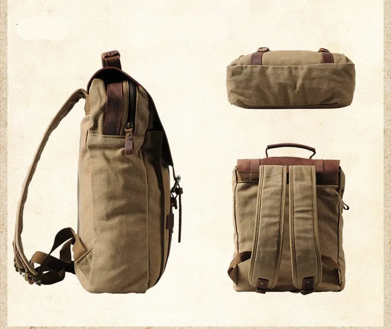 sac a dos cuir et toile homme cote