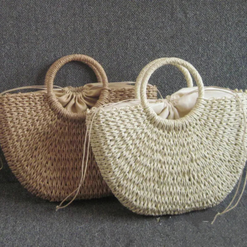 sac demi lune en paille grand format