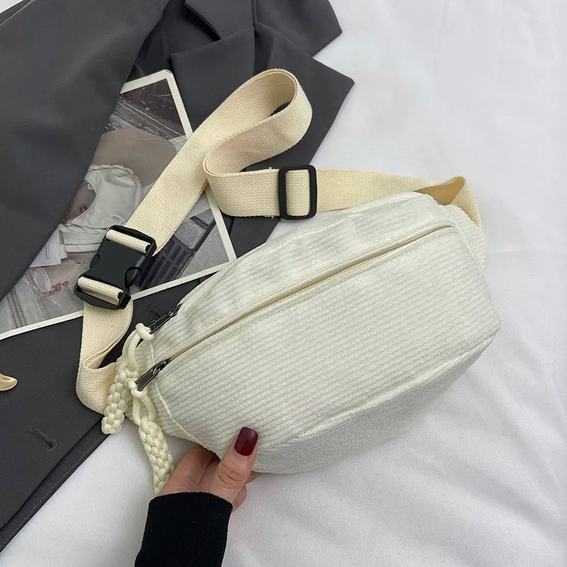 sac banane femme velours blanc