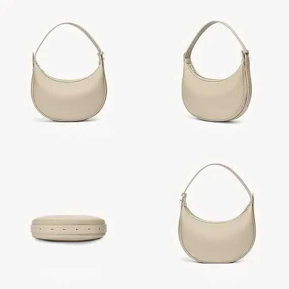 détails du sac a main rond en cuir