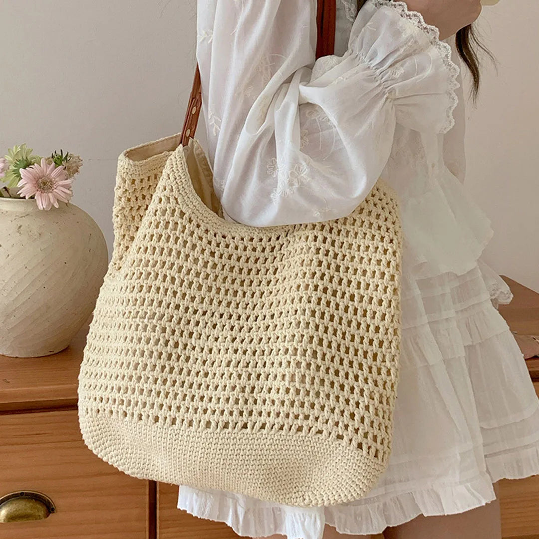 sac en macrame beige