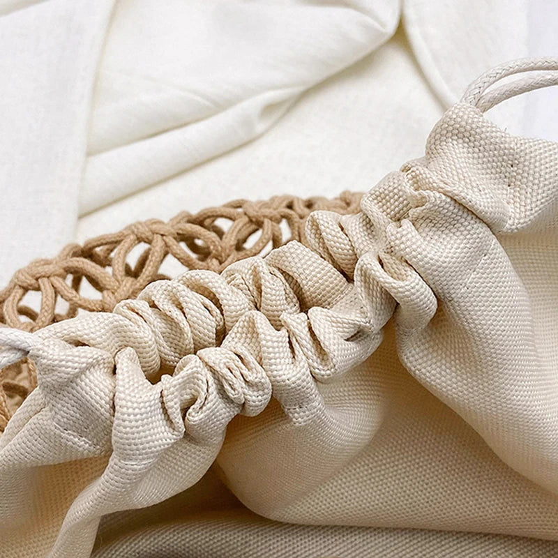 sac crochet en coton a cordon