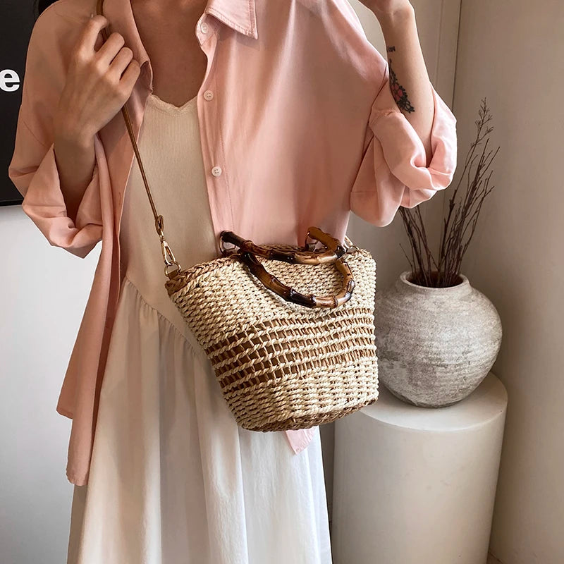 sac en paille luxe bandoulière