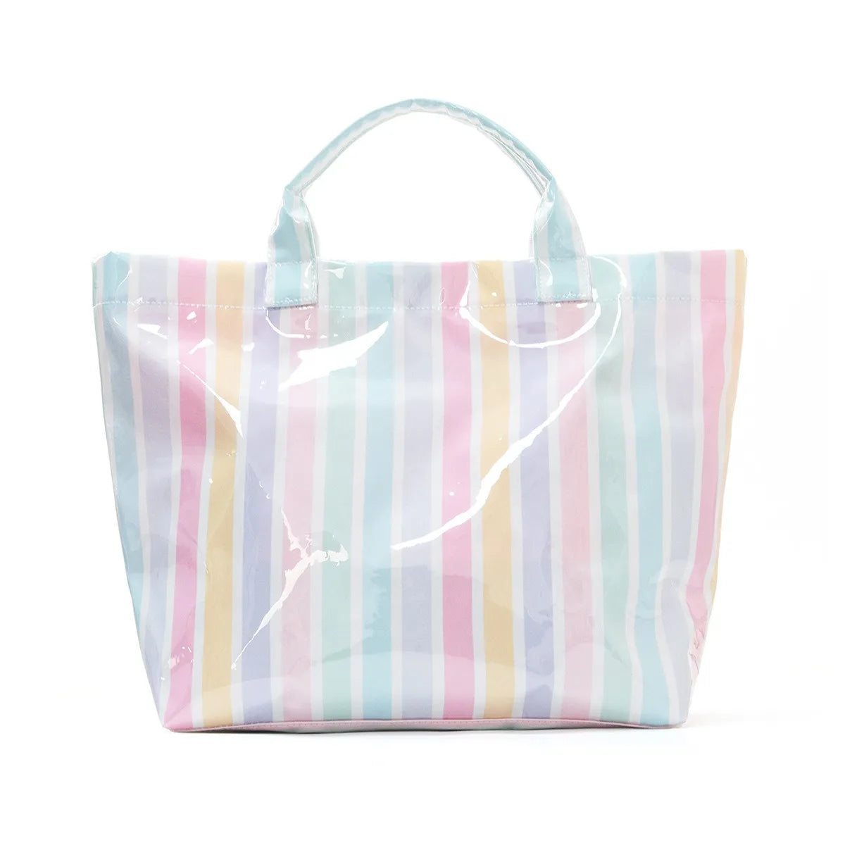 sac de plage plastique rayures multicolores