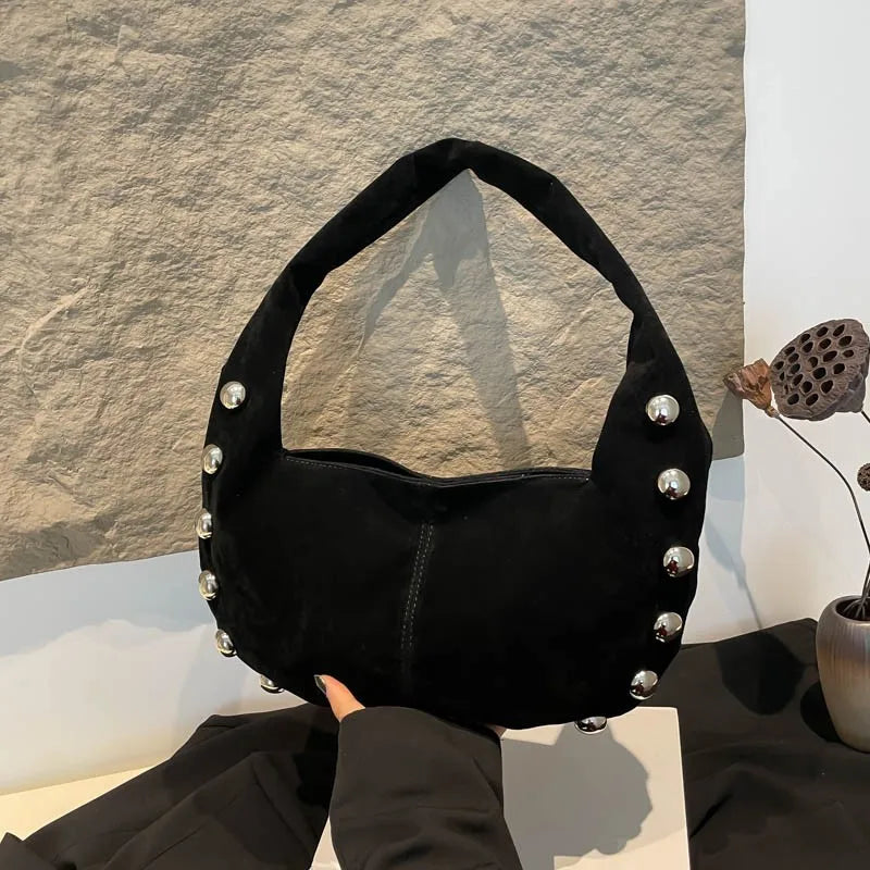 sac epaule en daim noir
