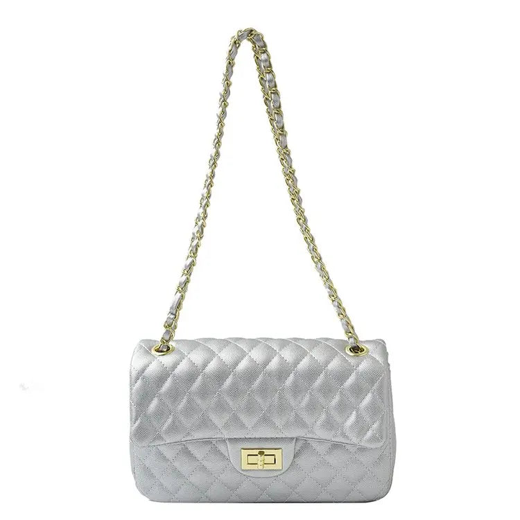 sac bandouliere matelasse femme silver