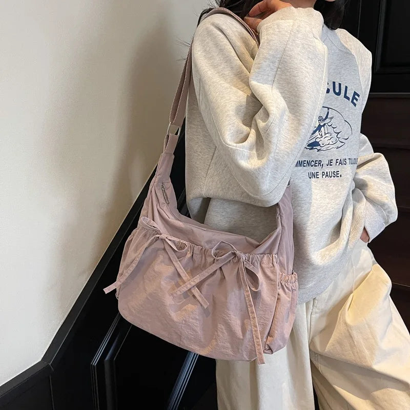 sac besace en toile femme rose