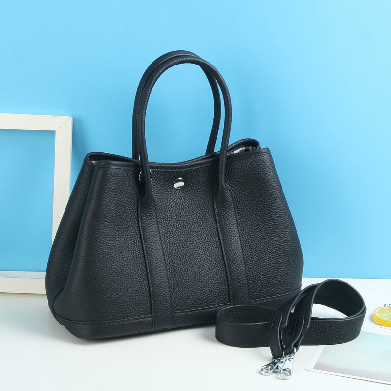 sac cabas en cuir noir