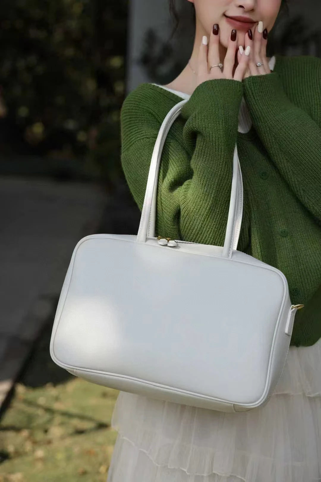 sac porte epaule cuir blanc