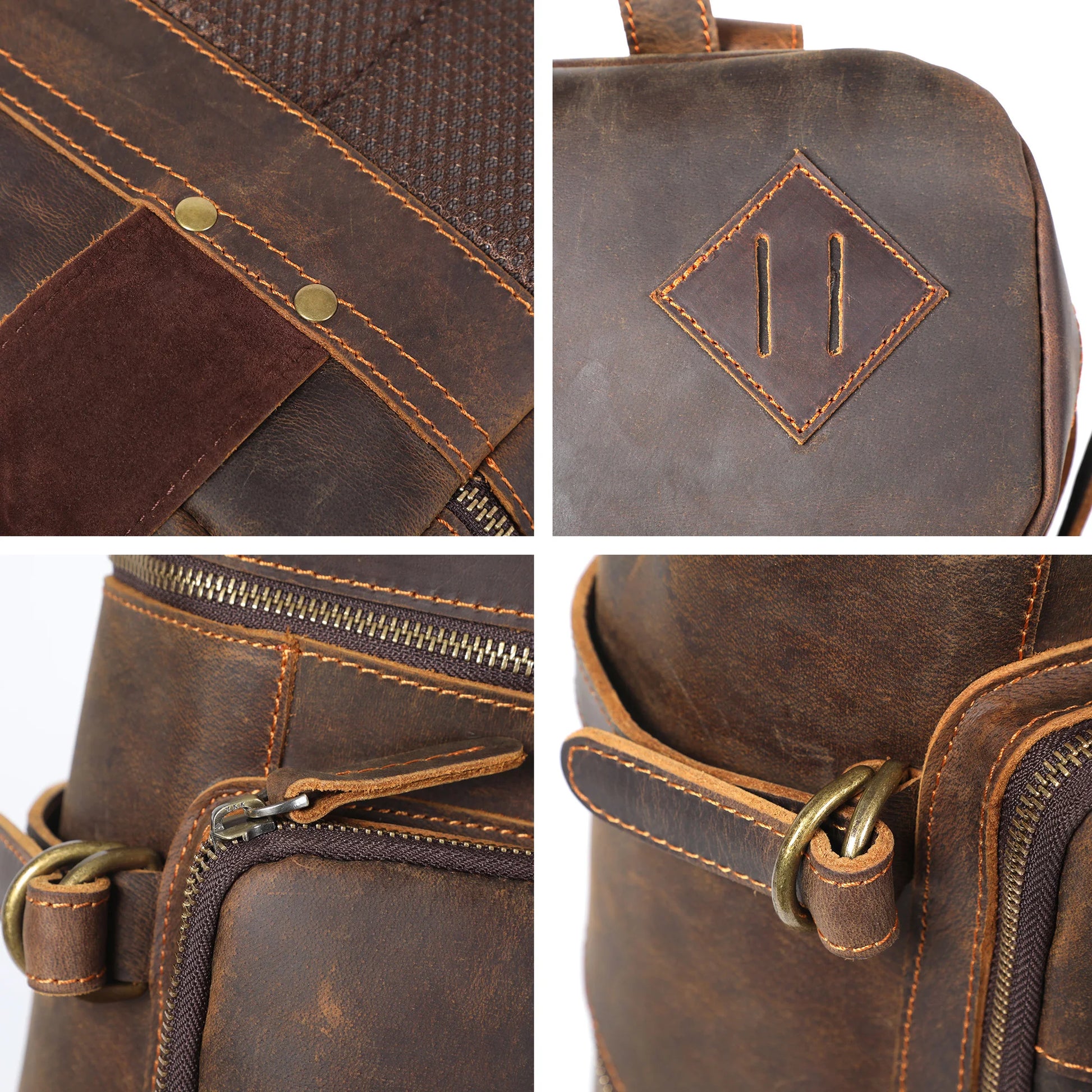 détails sac a dos vintage homme en cuir