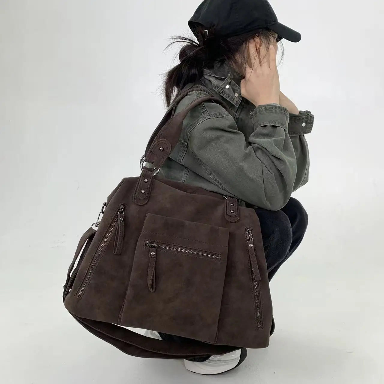 sac cabas pour les cours suedine marron