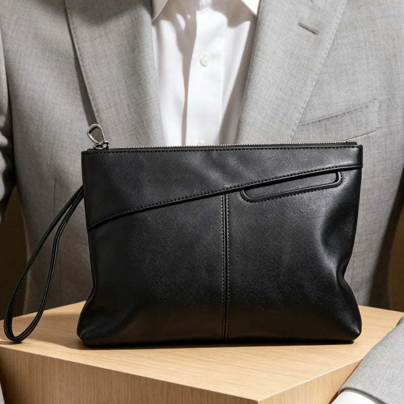 pochette noir homme en similicuir