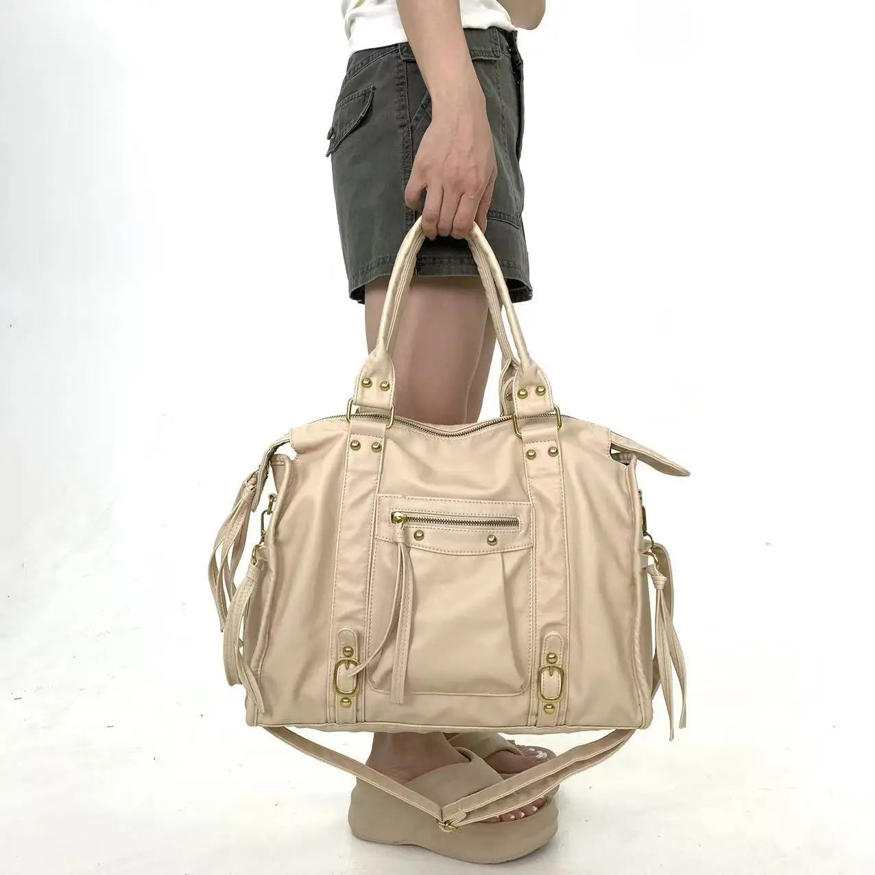 sac de cours lycee beige