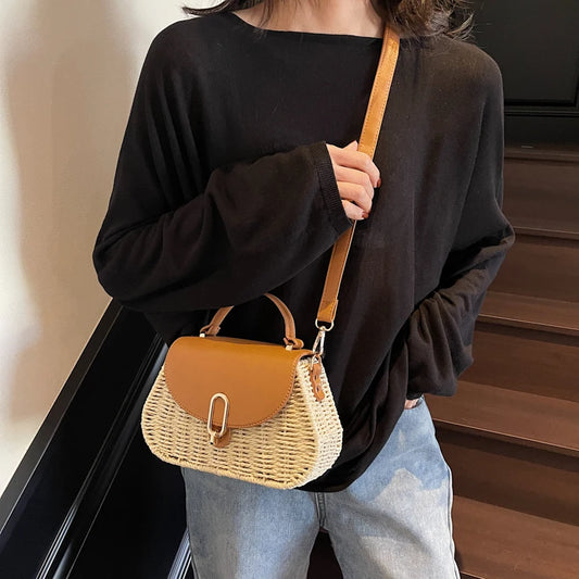 sac bandouliere raphia et cuir