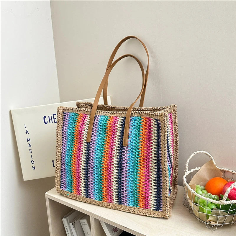 grand sac en paille tendance